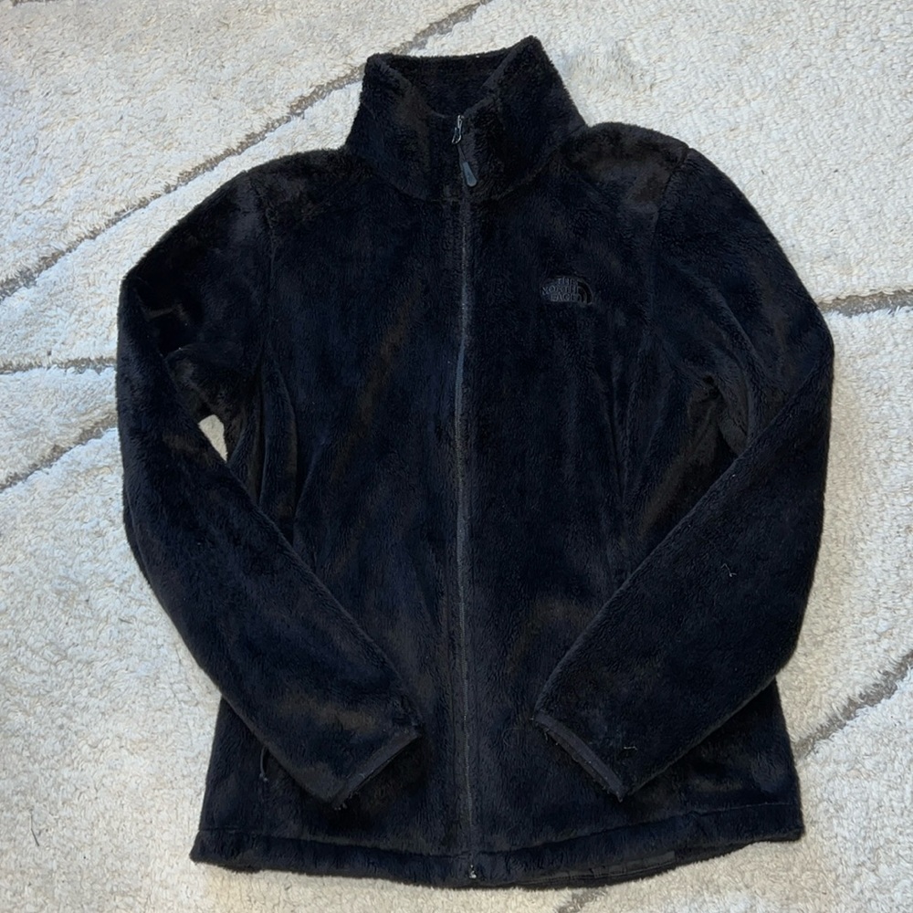 Women’s The North Face, black fuzzy jacket M